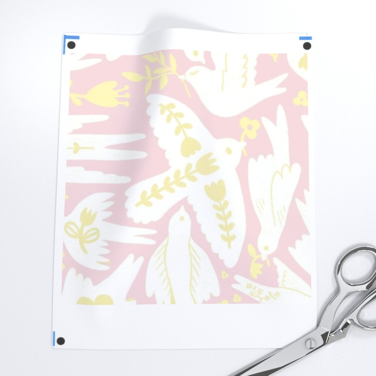 Whimsical Doves Pastel Pink Yellow Birds Floral Custom Removable Wallpaper by Spoonflower Peel & Stick Wallpaper 2FT Wide
